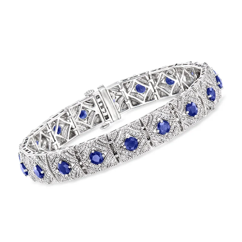 Elegant Jewelry At Unbeatable Offers – Shop Before It's Gone Ross-Simons Sapphire and Diamond Bracelet in Sterling Silver