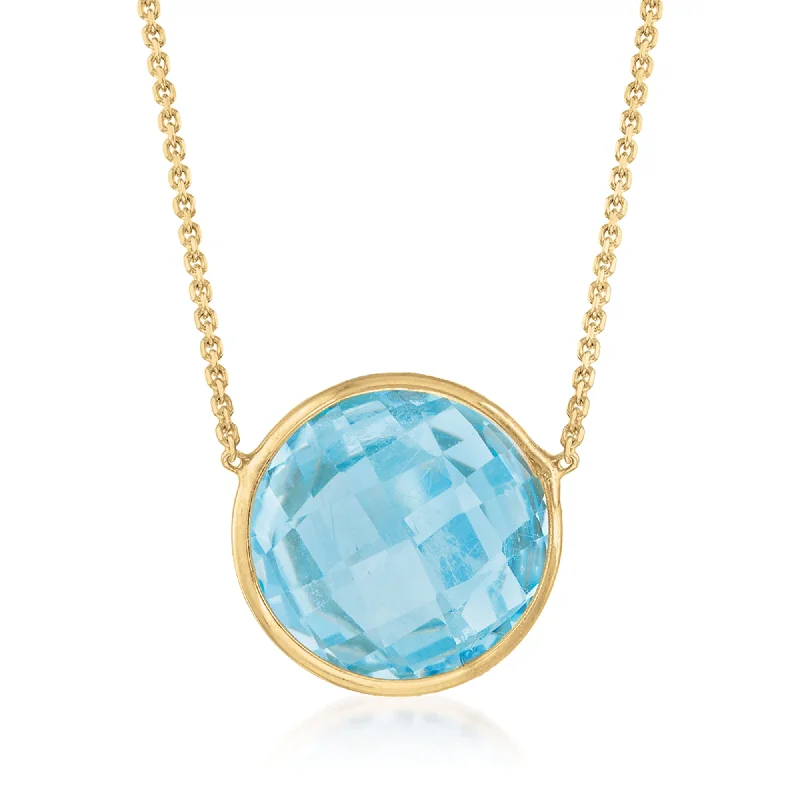 Stunning Statement Jewelry, Unbeatable Discounts Ross-Simons Sky Blue Topaz Necklace in 14kt Yellow Gold Stunning Statement Jewelry, Unbeatable Discounts Ross-Simons Sky Blue Topaz Necklace in 14kt Yellow Gold