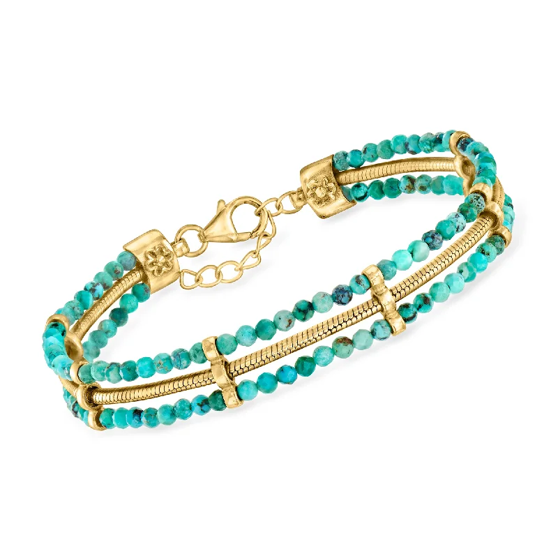 Shop Fine Jewelry With Amazing Deals Ross-Simons Turquoise and Snake-Chain Bracelet in 18kt Gold Over Sterling Shop Fine Jewelry With Amazing Deals Ross-Simons Turquoise and Snake-Chain Bracelet in 18kt Gold Over Sterling