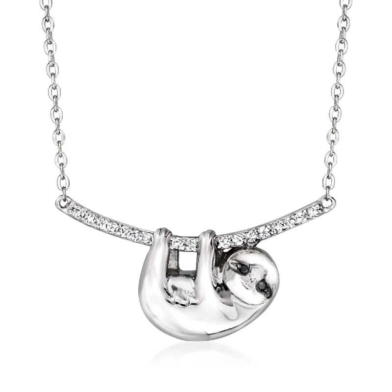 Timeless Beauty, Unbeatable Deals – Jewelry Sale On Ross-Simons White and Black Diamond Sloth Necklace in Sterling Silver Timeless Beauty, Unbeatable Deals – Jewelry Sale On Ross-Simons White and Black Diamond Sloth Necklace in Sterling Silver