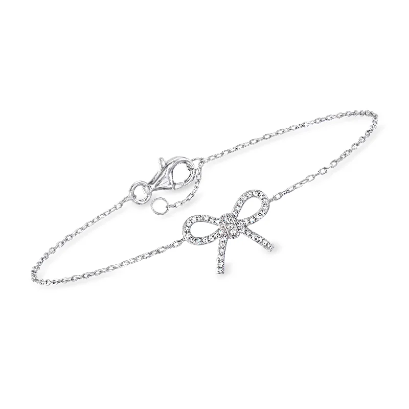 Jewelry Clearance – Final Chance To Save Big RS Pure by Ross-Simons Diamond Bow Bracelet in Sterling Silver Jewelry Clearance – Final Chance To Save Big RS Pure by Ross-Simons Diamond Bow Bracelet in Sterling Silver