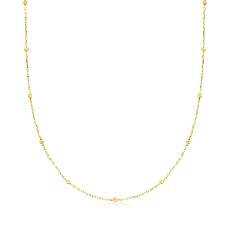 Shop Fine Jewelry With Amazing Deals RS Pure by Ross-Simons Italian 14kt Yellow Gold Bead Station Necklace Shop Fine Jewelry With Amazing Deals RS Pure by Ross-Simons Italian 14kt Yellow Gold Bead Station Necklace