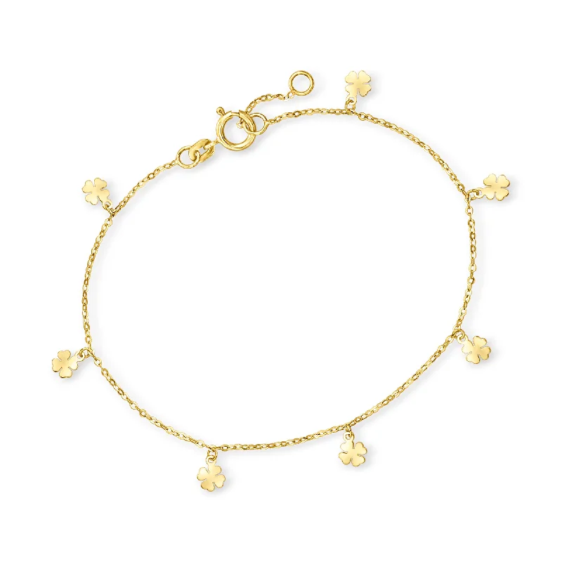 Stunning Statement Jewelry, Unbeatable Discounts RS Pure by Ross-Simons Italian 14kt Yellow Gold Clover Station Bracelet Stunning Statement Jewelry, Unbeatable Discounts RS Pure by Ross-Simons Italian 14kt Yellow Gold Clover Station Bracelet