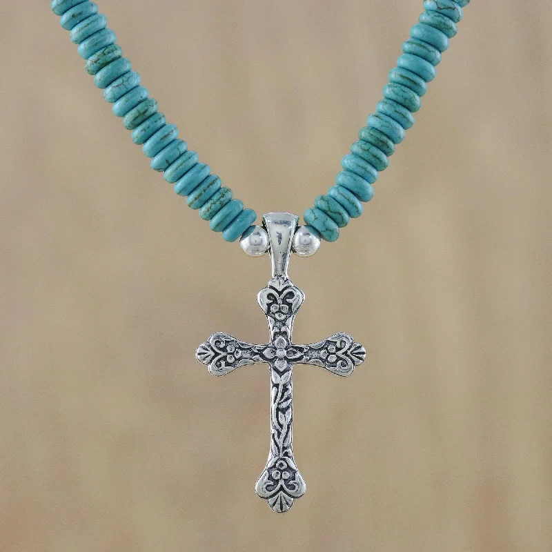 Get Ready To Sparkle – Special Jewelry Discounts Sacred Belief Cross Pendant Necklace on Beaded Calcite Strand Get Ready To Sparkle – Special Jewelry Discounts Sacred Belief Cross Pendant Necklace on Beaded Calcite Strand