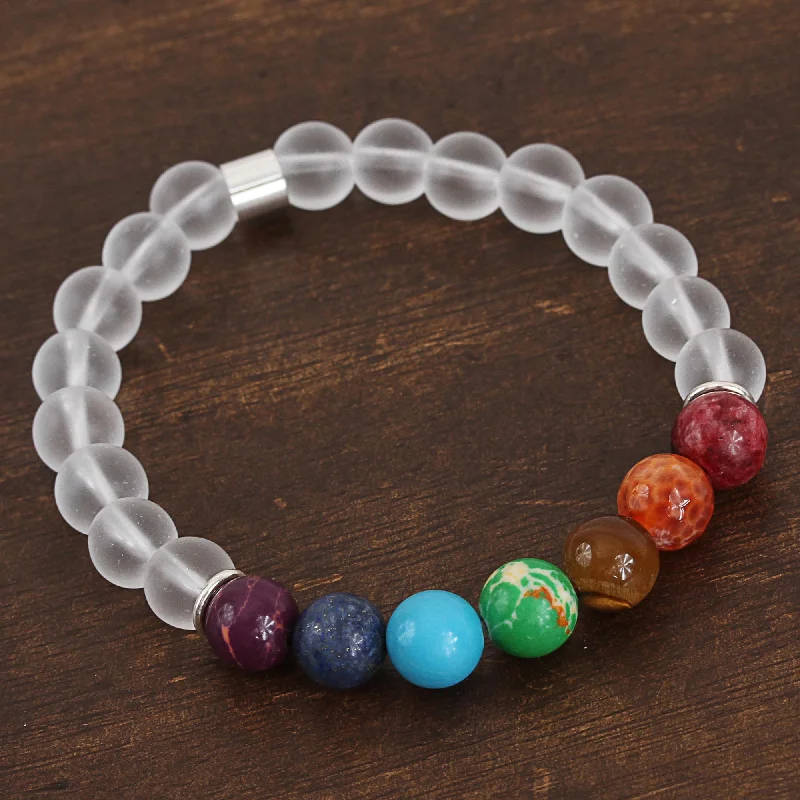 Premium Jewelry Now Available At Special Discounts Seven Chakras in White Agate and Tiger's Eye Chakra Bracelet in White from Mexico Premium Jewelry Now Available At Special Discounts Seven Chakras in White Agate and Tiger's Eye Chakra Bracelet in White from Mexico
