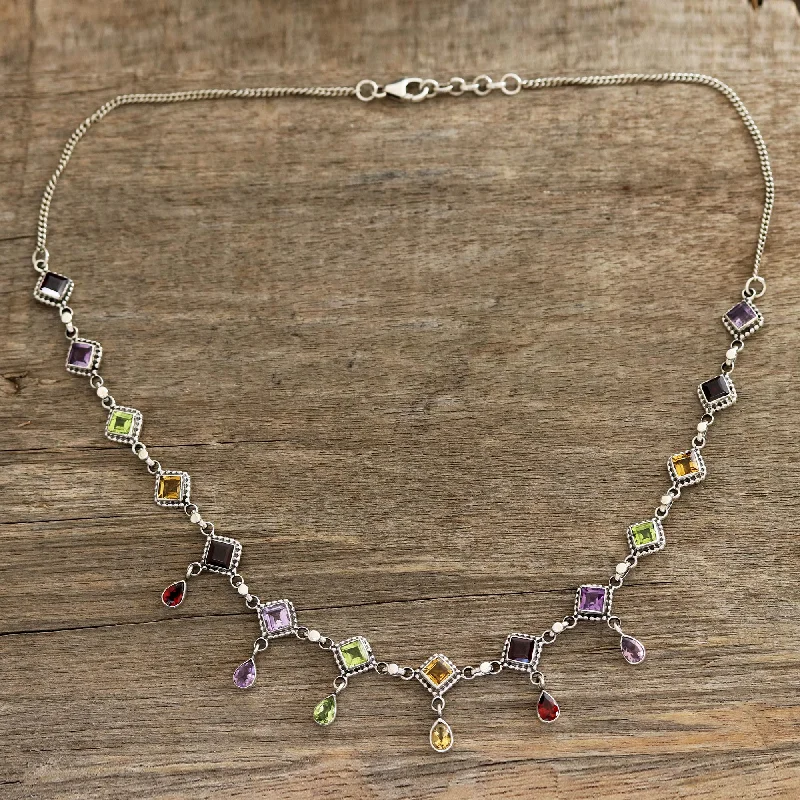 Affordable Elegance – Special Jewelry Sale Now Live Shimmering Light Multi-Gemstone Link Necklace Crafted in India Affordable Elegance – Special Jewelry Sale Now Live Shimmering Light Multi-Gemstone Link Necklace Crafted in India
