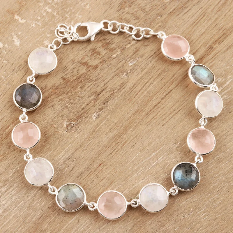 Sparkle For Less – Shop Jewelry Deals Now Soft Round Glitter 24-Carat Multi-Gemstone Link Bracelet in Pink from India Sparkle For Less – Shop Jewelry Deals Now Soft Round Glitter 24-Carat Multi-Gemstone Link Bracelet in Pink from India