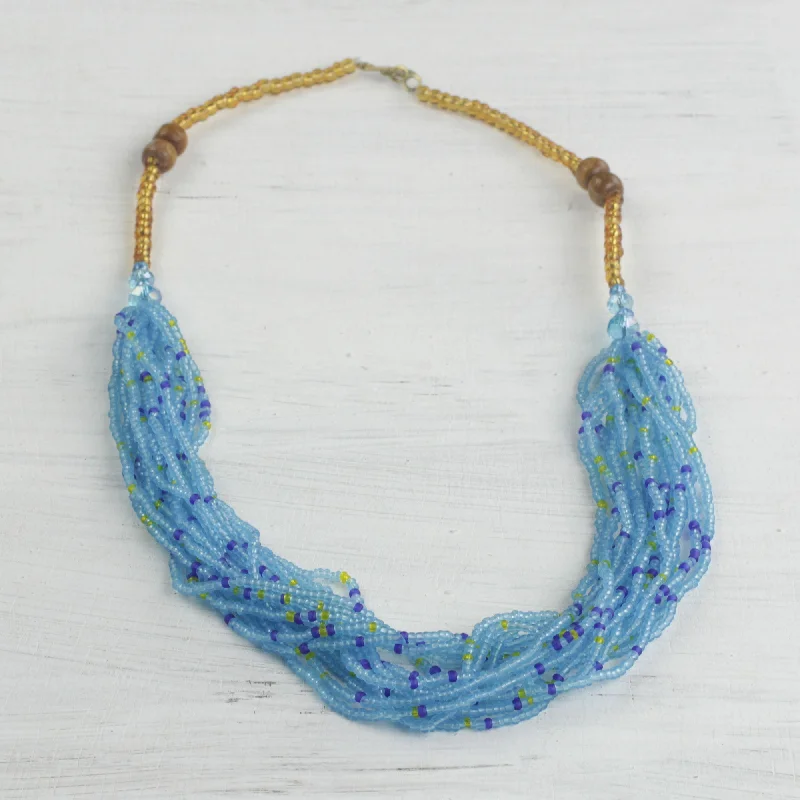 Once-A-Year Jewelry Sale – Grab Your Favorites Now Sprightly Sky Recycled Glass Beaded Necklace in Sky Blue from Ghana Once-A-Year Jewelry Sale – Grab Your Favorites Now Sprightly Sky Recycled Glass Beaded Necklace in Sky Blue from Ghana