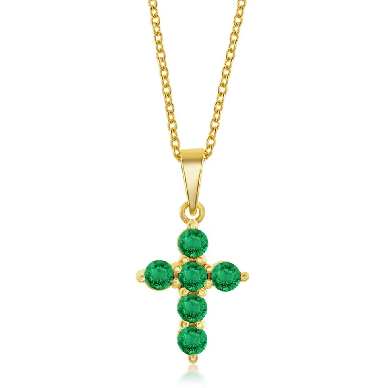 Shine Without Limits – Jewelry Sale Happening Now Sterling Silver Cross Necklace - Emerald - Gold Plated Shine Without Limits – Jewelry Sale Happening Now Sterling Silver Cross Necklace - Emerald - Gold Plated