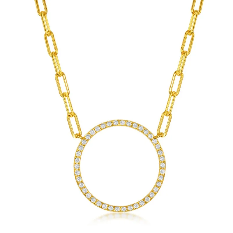 Chic And Stylish Jewelry At Discounted Prices Sterling Silver CZ Circle of Life Paperclip Necklace