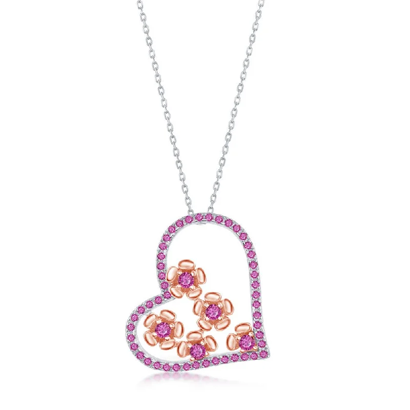 Beautiful Jewelry, Breathtaking Discounts – Hurry In Sterling Silver CZ Ruby Heart and Flowers Necklace - Rose Gold Plated Beautiful Jewelry, Breathtaking Discounts – Hurry In Sterling Silver CZ Ruby Heart and Flowers Necklace - Rose Gold Plated