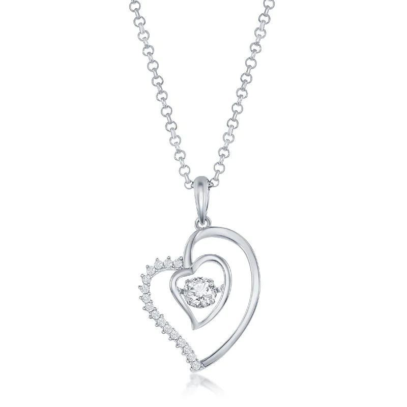 Sparkle In Style With Our Best Jewelry Deals Sterling Silver Double Heart Dancing CZ Pendant Sparkle In Style With Our Best Jewelry Deals Sterling Silver Double Heart Dancing CZ Pendant