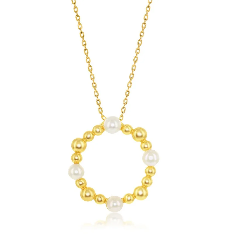 Fashion-Forward Jewelry At Exclusive Discounts Sterling Silver Freshwater Pearl and Beaded Circle Necklace - Gold Plated Fashion-Forward Jewelry At Exclusive Discounts Sterling Silver Freshwater Pearl and Beaded Circle Necklace - Gold Plated