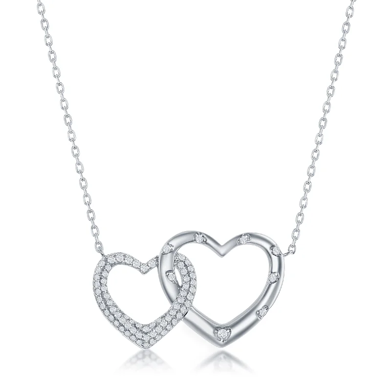 Affordable Glamour – Must-Have Jewelry At Special Rates Sterling Silver Micro Pave CZ Interlocking Hearts Necklace Affordable Glamour – Must-Have Jewelry At Special Rates Sterling Silver Micro Pave CZ Interlocking Hearts Necklace