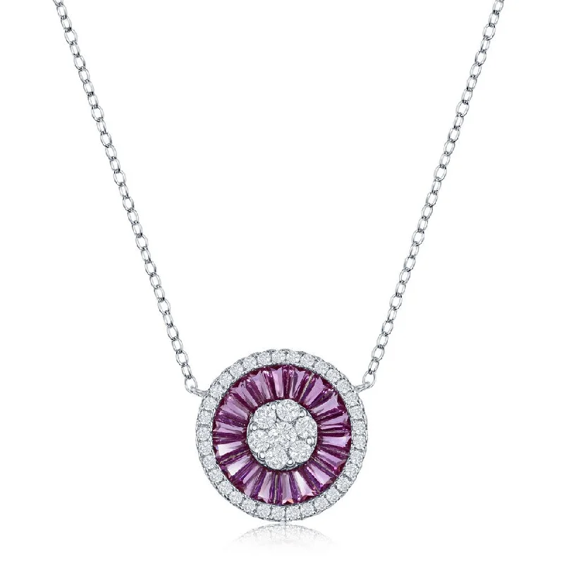Trendy And Classic Jewelry Now At Reduced Prices Sterling Silver White CZ and Simulated Baguette Circle Necklace Trendy And Classic Jewelry Now At Reduced Prices Sterling Silver White CZ and Simulated Baguette Circle Necklace