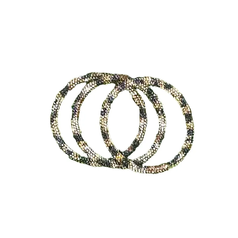 Limited-Time Offer On Elegant Jewelry Pieces Three Leopard Rhinestone Pave Bangle Bracelets In Black Multi Limited-Time Offer On Elegant Jewelry Pieces Three Leopard Rhinestone Pave Bangle Bracelets In Black Multi