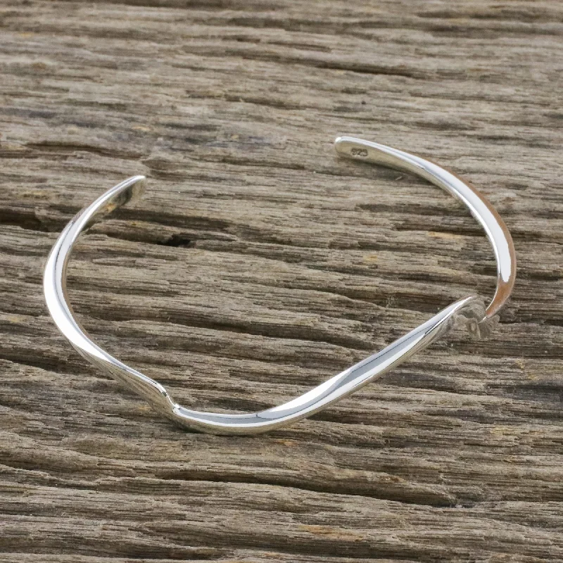 Celebrate With Sparkle – Jewelry Sale Now Live Wandering Wave Wave Motif Sterling Silver Cuff Bracelet from Thailand Celebrate With Sparkle – Jewelry Sale Now Live Wandering Wave Wave Motif Sterling Silver Cuff Bracelet from Thailand