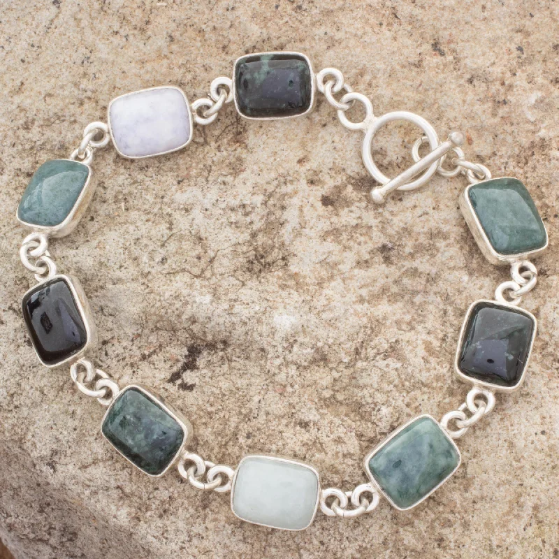 Luxury Jewelry At Unbeatable Discounts Ya'ax Chich Colors Jade & Silver Link Bracelet Luxury Jewelry At Unbeatable Discounts Ya'ax Chich Colors Jade & Silver Link Bracelet