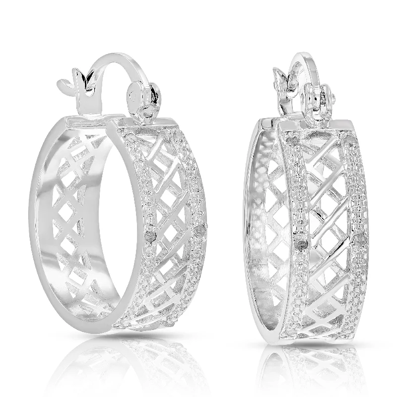 The Perfect Accessory For Less – Jewelry Sale Live 1/20 cttw Diamond Hoop Earrings Brass with Rhodium Plating Checkerboard 1/2 Inch The Perfect Accessory For Less – Jewelry Sale Live 1/20 cttw Diamond Hoop Earrings Brass with Rhodium Plating Checkerboard 1/2 Inch