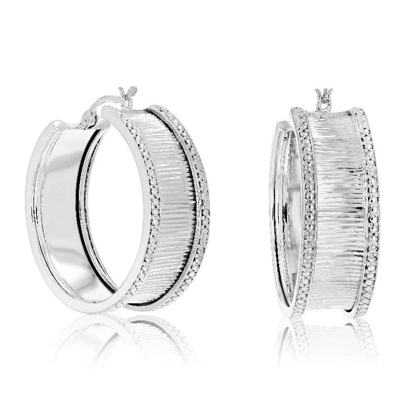 Your Dream Jewelry At Dream Prices 1/4 cttw Diamond Hoop Earrings .925 Sterling Silver with Rhodium Plating 1 Inch Your Dream Jewelry At Dream Prices 1/4 cttw Diamond Hoop Earrings .925 Sterling Silver with Rhodium Plating 1 Inch