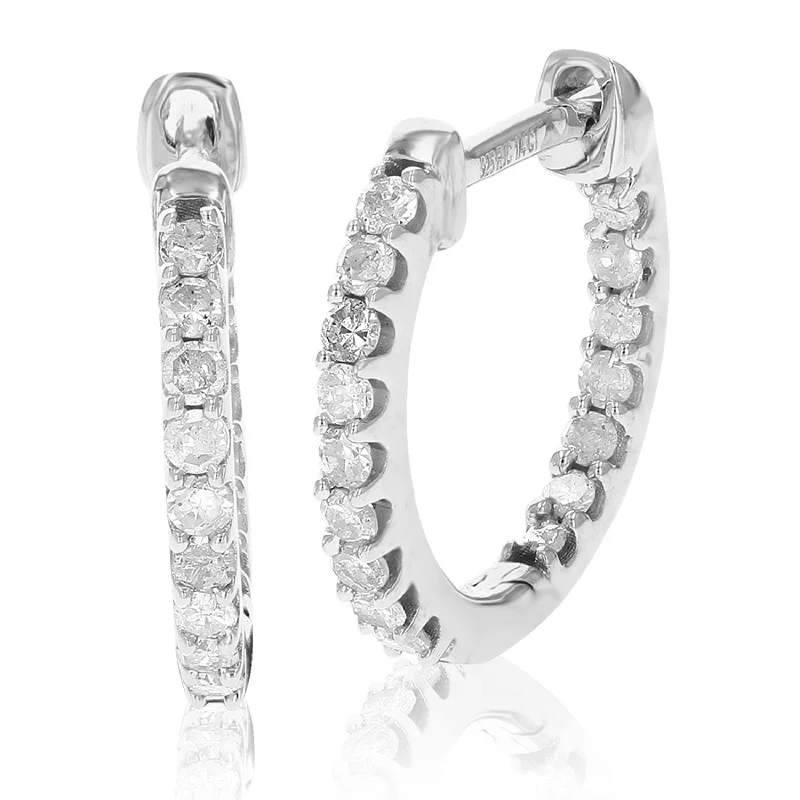 Buy More, Save More – Special Jewelry Discounts 1/4 cttw Inside Out Diamond Hoop Earrings .925 Sterling Silver 30 Stones Prong 1/2 Inch Buy More, Save More – Special Jewelry Discounts 1/4 cttw Inside Out Diamond Hoop Earrings .925 Sterling Silver 30 Stones Prong 1/2 Inch