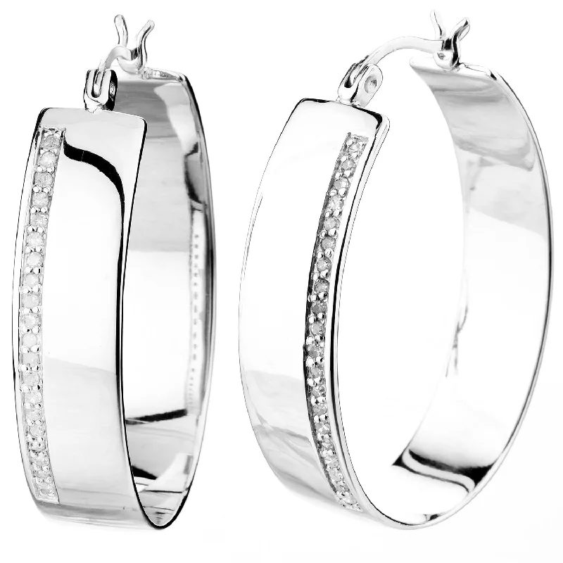 Fashion-Forward Jewelry At Incredible Prices 1/4 cttw Lab Grown Diamond Hoop Earrings .925 Sterling Silver with Rhodium Round 1.50 Inch Fashion-Forward Jewelry At Incredible Prices 1/4 cttw Lab Grown Diamond Hoop Earrings .925 Sterling Silver with Rhodium Round 1.50 Inch