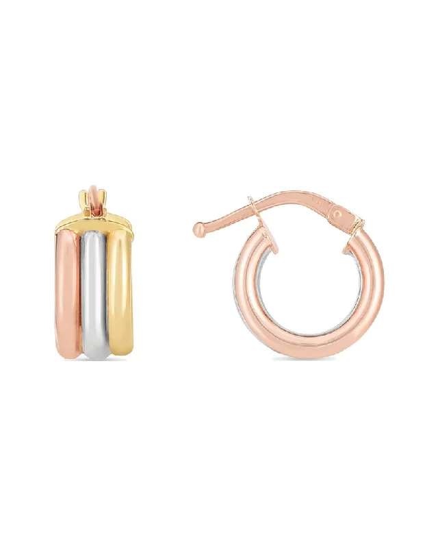 Limited-Time Jewelry Discounts – Shine Without The Splurge 14K Italian Tri-Tone Gold Triple Row Huggie Earrings Limited-Time Jewelry Discounts – Shine Without The Splurge 14K Italian Tri-Tone Gold Triple Row Huggie Earrings