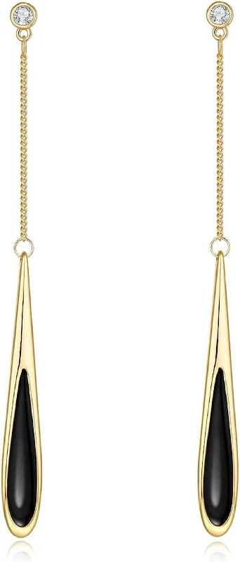 Luxury Jewelry Sale – Sparkle For Less 18K Gold Black Onyx Tear Drop Earrings
