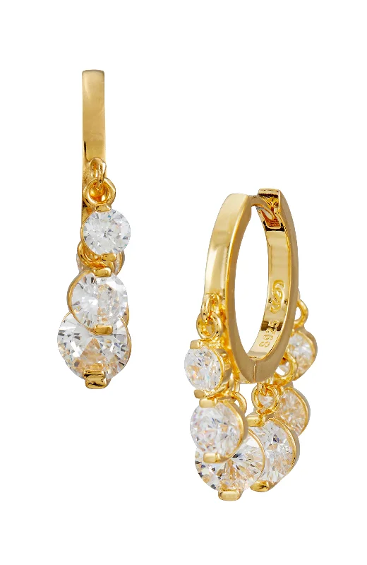 Personalized Jewelry At Special Discount Rates 18K Gold Vermeil multi circle CZ dangle earrings Personalized Jewelry At Special Discount Rates 18K Gold Vermeil multi circle CZ dangle earrings