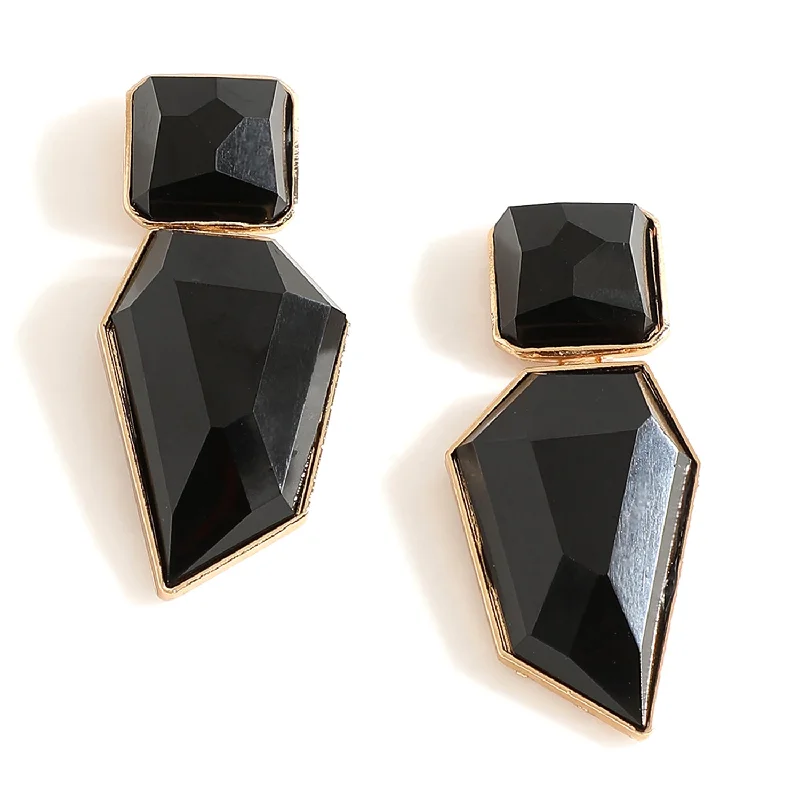 Sparkle In Style With Our Best Jewelry Deals Black Color Black Stone Abstract Drop Earrings For Women's Sparkle In Style With Our Best Jewelry Deals Black Color Black Stone Abstract Drop Earrings For Women's