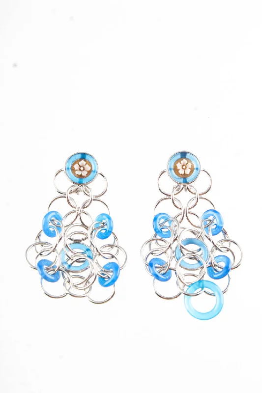 Last Chance To Grab Your Favorite Jewelry At A Discount Designer Silver Tone Blue Resin Floral Chain Mesh Chandelier Earrings Last Chance To Grab Your Favorite Jewelry At A Discount Designer Silver Tone Blue Resin Floral Chain Mesh Chandelier Earrings