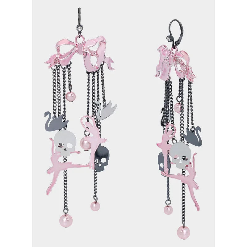 Elegant Jewelry, Exclusive Prices – Shop Now Fly By Night Bow Ballerina Chandelier Earrings Pink