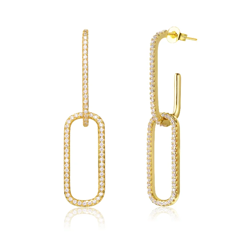 Fashion-Forward Geometric Jewelry For Contemporary Style Ga Sterling Silver 14k Gold Plated Clear Cubic Zirconia Square Drop Butterfly Earrings Fashion-Forward Geometric Jewelry For Contemporary Style Ga Sterling Silver 14k Gold Plated Clear Cubic Zirconia Square Drop Butterfly Earrings