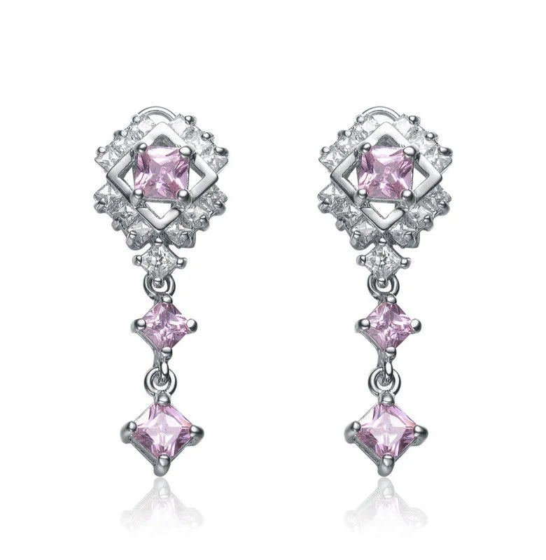Versatile Layering Jewelry For Effortless Chic GENEVIVE Sterling Silver Purple Cubic Zirconia Drop Earrings Versatile Layering Jewelry For Effortless Chic GENEVIVE Sterling Silver Purple Cubic Zirconia Drop Earrings