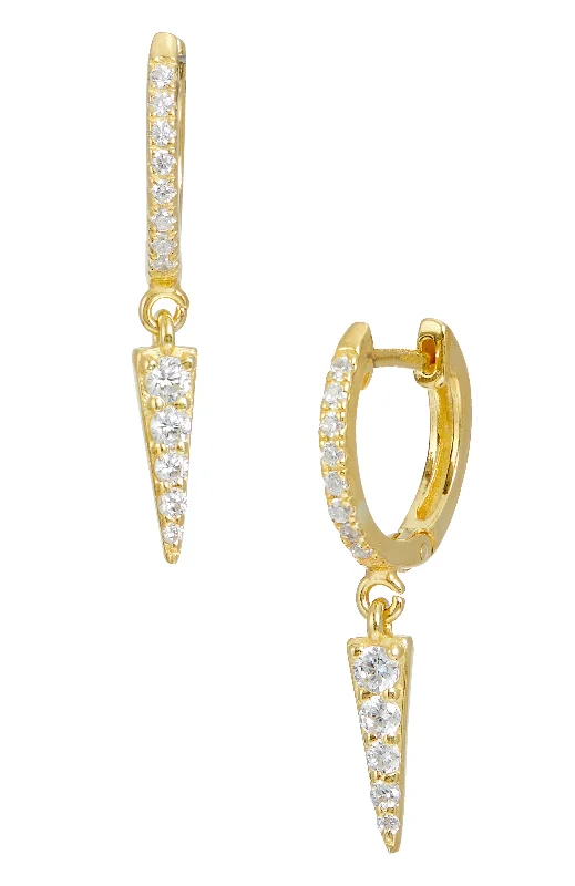 Buy More, Save More On Stunning Jewelry Designs Gold Plated Over Sterling Silver Hoop With Dangle CZ Arrow Buy More, Save More On Stunning Jewelry Designs Gold Plated Over Sterling Silver Hoop With Dangle CZ Arrow