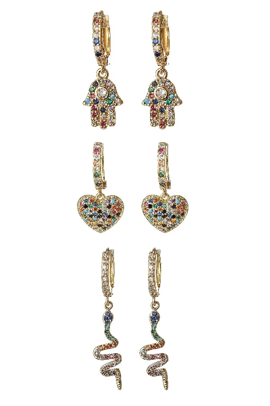 Best Jewelry Sale – Shop Exclusive Designs Now Hamsa, Heart and Snake Earring Set