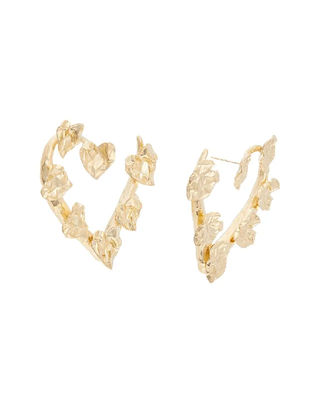 Discounted Jewelry For A Glamorous Look Oscar de la Renta 14K Crushed Heart Hoops