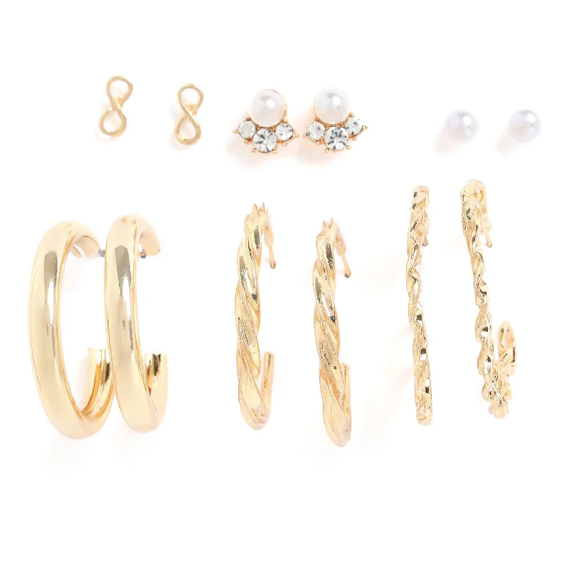 Elegant Jewelry, Exclusive Prices – Shop Now Pack Of 3 Gold Plated Trendy Earrings