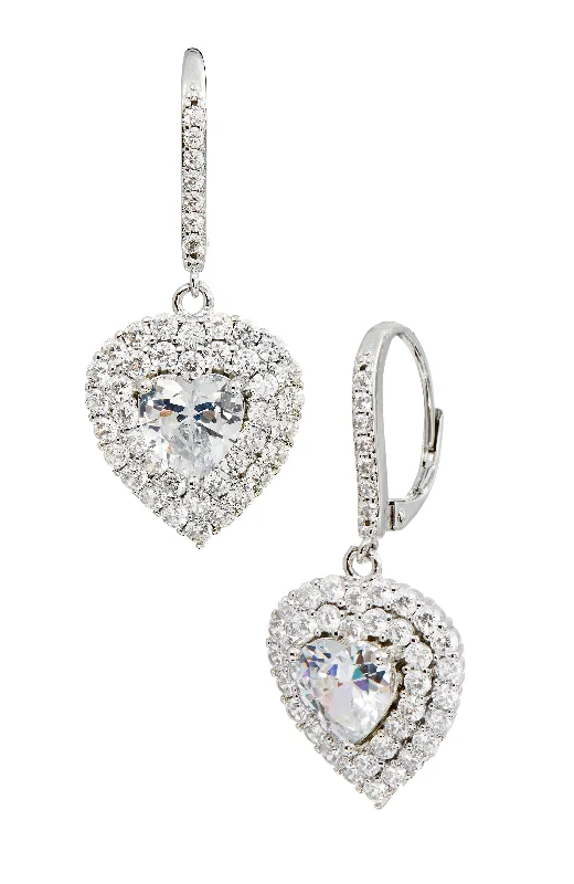 Trending Jewelry Now Available At Exclusive Prices Rhod. Plated White Cz Dangle Heart Earrings Trending Jewelry Now Available At Exclusive Prices Rhod. Plated White Cz Dangle Heart Earrings
