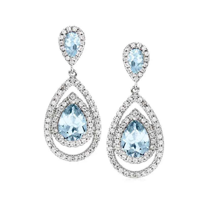 Exclusive Jewelry Sale – Shine For Less Ross-Simons Aquamarine and White Topaz Pear-Shaped Drop Earrings in Sterling Silver Exclusive Jewelry Sale – Shine For Less Ross-Simons Aquamarine and White Topaz Pear-Shaped Drop Earrings in Sterling Silver