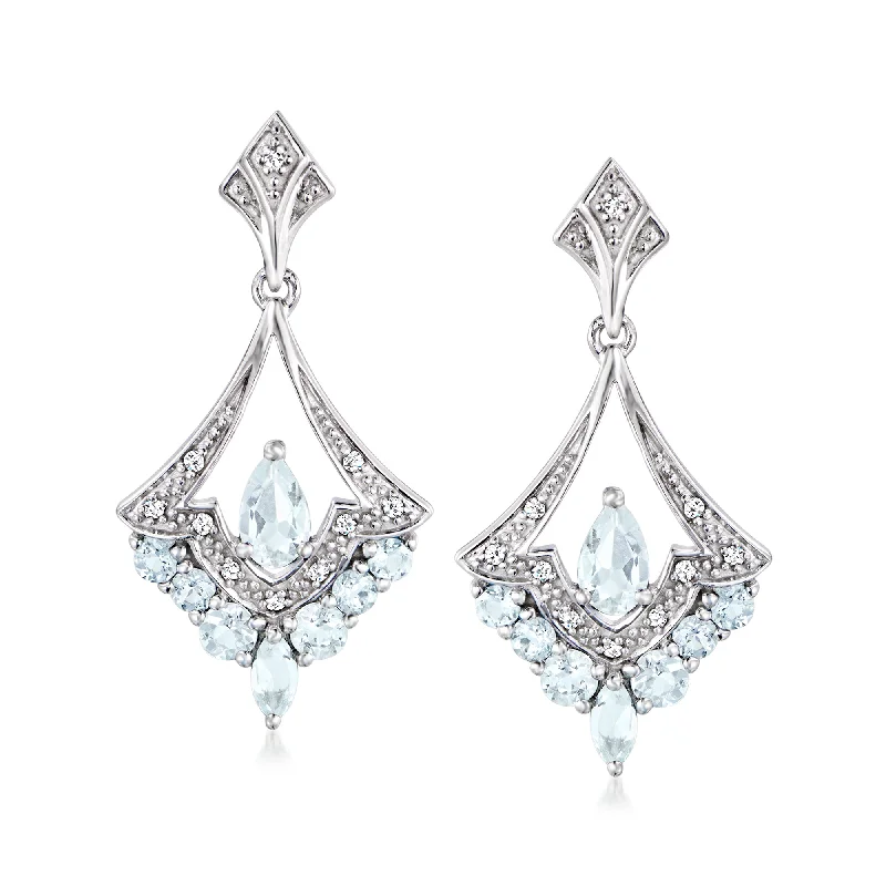 Jewelry Sale – Exclusive Styles At Lower Prices Ross-Simons Aquamarine Chandelier Earrings With Diamonds in Sterling Silver Jewelry Sale – Exclusive Styles At Lower Prices Ross-Simons Aquamarine Chandelier Earrings With Diamonds in Sterling Silver