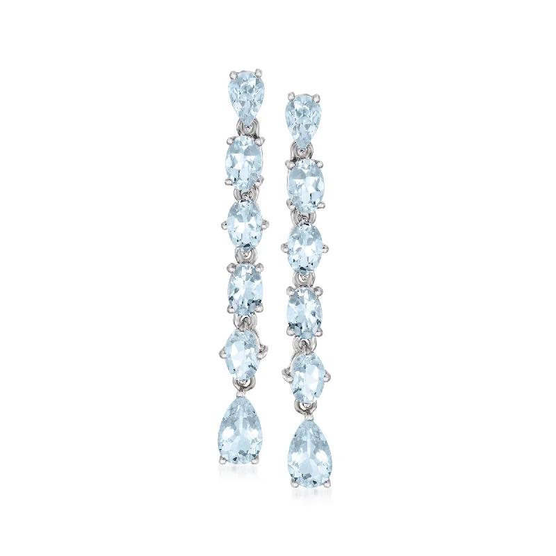 Limited-Time Offer On Elegant Jewelry Pieces Ross-Simons Aquamarine Linear Drop Earrings in Sterling Silver Limited-Time Offer On Elegant Jewelry Pieces Ross-Simons Aquamarine Linear Drop Earrings in Sterling Silver