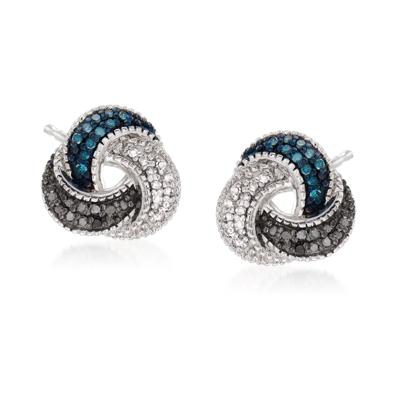High-End Jewelry, Now More Affordable Than Ever Ross-Simons Blue, Black and White Diamond Love Knot Earrings in Sterling Silver High-End Jewelry, Now More Affordable Than Ever Ross-Simons Blue, Black and White Diamond Love Knot Earrings in Sterling Silver