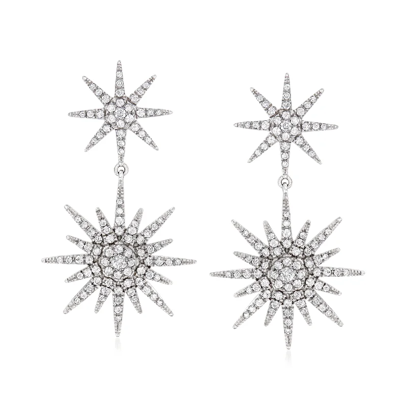 Shop Dazzling Jewelry At The Best Prices Ross-Simons Diamond Double-Star Drop Earrings in Sterling Silver Shop Dazzling Jewelry At The Best Prices Ross-Simons Diamond Double-Star Drop Earrings in Sterling Silver