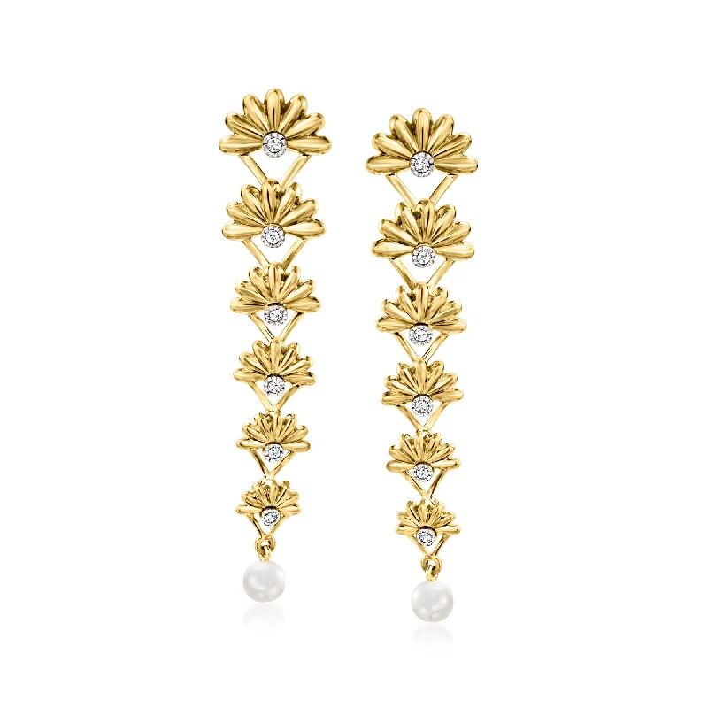 Gorgeous Jewelry, Limited-Time Savings Ross-Simons Diamond Linear Drop Earrings With 3.5-4mm Cultured Pearls in 18kt Gold Over Sterling Gorgeous Jewelry, Limited-Time Savings Ross-Simons Diamond Linear Drop Earrings With 3.5-4mm Cultured Pearls in 18kt Gold Over Sterling