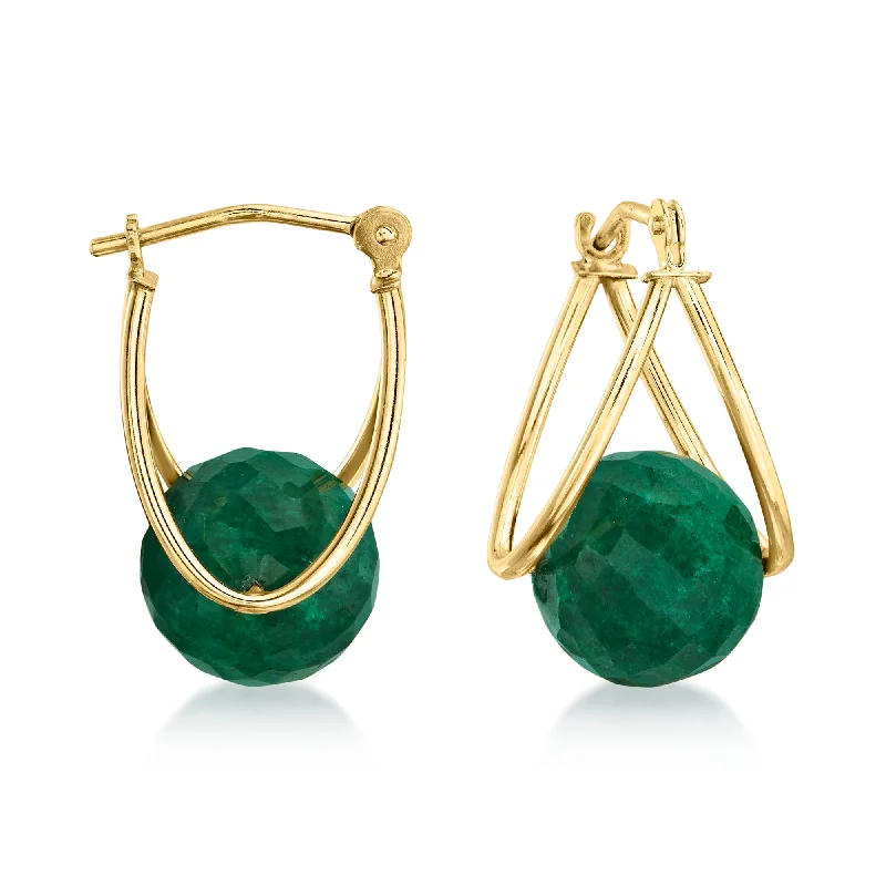 Limited-Time Offer On Elegant Jewelry Pieces Ross-Simons Emerald Bead Double-Hoop Earrings in 14kt Yellow Gold Limited-Time Offer On Elegant Jewelry Pieces Ross-Simons Emerald Bead Double-Hoop Earrings in 14kt Yellow Gold