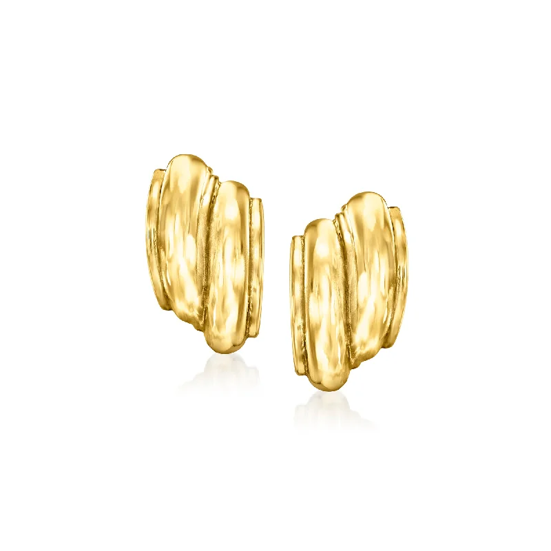 Elegant Jewelry, Exclusive Prices – Shop Now Ross-Simons Italian 18kt Gold Over Sterling Curved Ribbed Earrings Elegant Jewelry, Exclusive Prices – Shop Now Ross-Simons Italian 18kt Gold Over Sterling Curved Ribbed Earrings