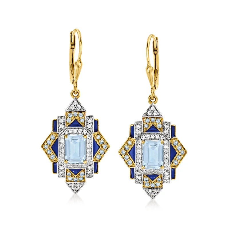 Luxury Jewelry Sale – Elegant Styles At Unbeatable Prices Ross-Simons London Blue, Sky Blue and White Topaz Drop Earrings With Blue Enamel in 18kt Gold Over Sterling Luxury Jewelry Sale – Elegant Styles At Unbeatable Prices Ross-Simons London Blue, Sky Blue and White Topaz Drop Earrings With Blue Enamel in 18kt Gold Over Sterling