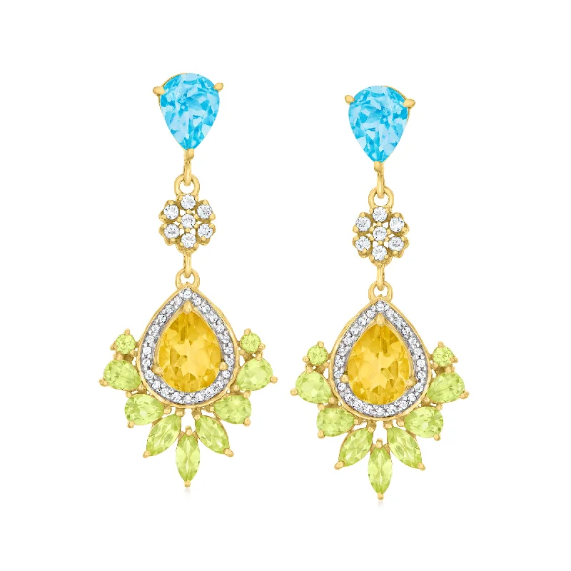 Shop Trending Jewelry With Exclusive Savings Ross-Simons Multi-Gemstone Drop Earrings in 18kt Gold Over Sterling