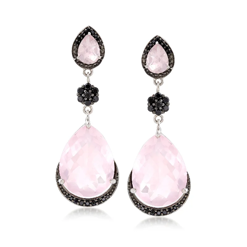 Gorgeous Jewelry, Limited-Time Savings Ross-Simons Rose Quartz and Black Spinel Drop Earrings in Sterling Silver Gorgeous Jewelry, Limited-Time Savings Ross-Simons Rose Quartz and Black Spinel Drop Earrings in Sterling Silver